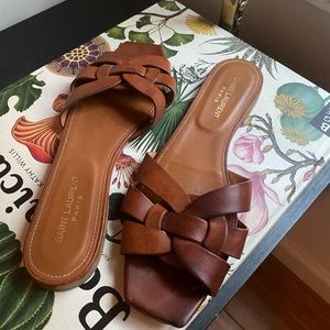 Saint Laurent braided sandal slides